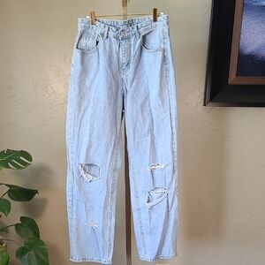 SHEIN Blue Boyfriend Distressed Jeans